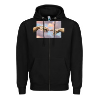 Black creation of adam hands aesthetic t shirt Zipper Hoodie - InspiraDesign