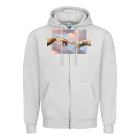 Dove Grey creation of adam hands aesthetic t shirt Zipper Hoodie - InspiraDesign