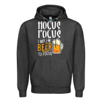 Charcoal Heather Hocus Pocus I Need Beer To Focus Funny Halloween Witch 1 Zipper Hoodie - InspiraDesign