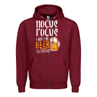Burgundy Hocus Pocus I Need Beer To Focus Funny Halloween Witch 1 Zipper Hoodie - InspiraDesign