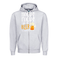Heather Grey Hocus Pocus I Need Beer To Focus Funny Halloween Witch 1 Zipper Hoodie - InspiraDesign