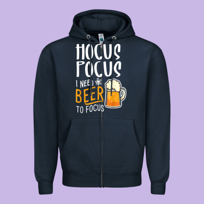 Hocus Pocus I Need Beer To Focus Funny Halloween Witch 1 Zipper Hoodie Designed By Inspiradesign