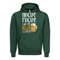 Sports Green Hocus Pocus I Need Beer To Focus Funny Halloween Witch 1 Zipper Hoodie - InspiraDesign