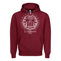 Burgundy Universite Paris La Sorbonne Zipper Hoodie - InspiraDesign