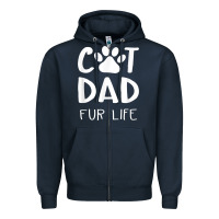 Navy funny cat dad fathers day gift shirt fur life cat tee Zipper Hoodie - InspiraDesign