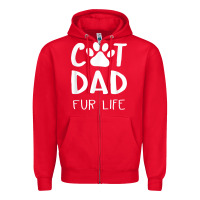 Red funny cat dad fathers day gift shirt fur life cat tee Zipper Hoodie - InspiraDesign