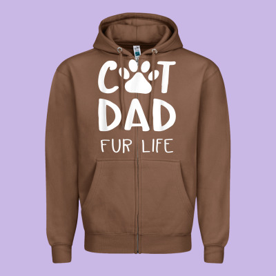 Funny Cat Dad Fathers Day Gift Shirt Fur Life Cat Tee Zipper Hoodie Designed By Inspiradesign