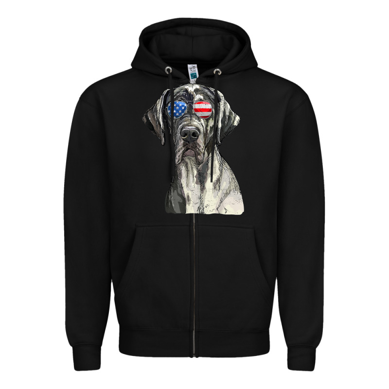 Great Dane Sunglasses American Usa Flag 4th Of July Fourth T Shirt Zipper Hoodie by InspiraDesign | Teevron