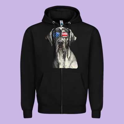 Great Dane Sunglasses American Usa Flag 4th Of July Fourth T Shirt Zipper Hoodie Designed By Inspiradesign