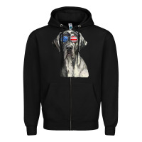Black great dane sunglasses american usa flag 4th of july fourth t shirt Zipper Hoodie - InspiraDesign