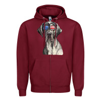 Burgundy great dane sunglasses american usa flag 4th of july fourth t shirt Zipper Hoodie - InspiraDesign