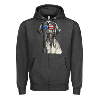 Charcoal Heather great dane sunglasses american usa flag 4th of july fourth t shirt Zipper Hoodie - InspiraDesign