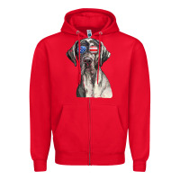 Red great dane sunglasses american usa flag 4th of july fourth t shirt Zipper Hoodie - InspiraDesign