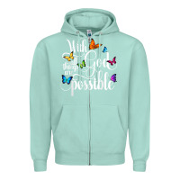 Seafoam With God All Things Are Possible  Religious Butterfly Art Zipper Hoodie - InspiraDesign