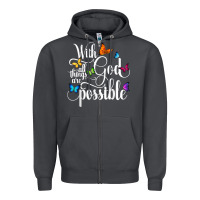 Smoke With God All Things Are Possible  Religious Butterfly Art Zipper Hoodie - InspiraDesign
