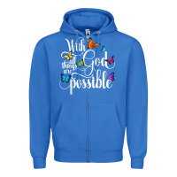 True Royal With God All Things Are Possible  Religious Butterfly Art Zipper Hoodie - InspiraDesign
