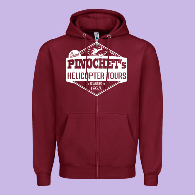 Pinochet Helicopter Tours Zipper Hoodie Designed By Inspiradesign