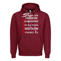 Burgundy Sepsis Awareness  Know Sepsis Signs  Sepsis Surviv Zipper Hoodie - InspiraDesign