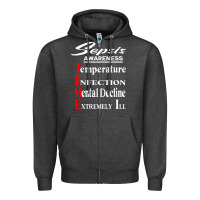 Charcoal Heather Sepsis Awareness  Know Sepsis Signs  Sepsis Surviv Zipper Hoodie - InspiraDesign