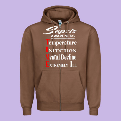 Sepsis Awareness  Know Sepsis Signs  Sepsis Surviv Zipper Hoodie Designed By Inspiradesign