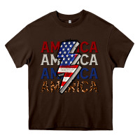 Chocolate Brown America with lightning bold Heavy Core Tee - CowGirlArtShop