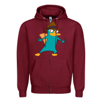 Burgundy Perry The Platypus Zipper Hoodie - InspiraDesign