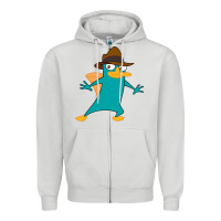 Dove Grey Perry The Platypus Zipper Hoodie - InspiraDesign