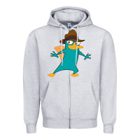 Heather Grey Perry The Platypus Zipper Hoodie - InspiraDesign