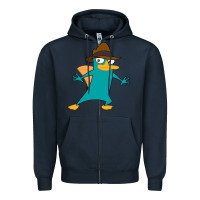 Navy Perry The Platypus Zipper Hoodie - InspiraDesign