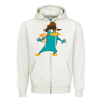 Oatmeal Heather Perry The Platypus Zipper Hoodie - InspiraDesign