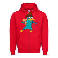 Red Perry The Platypus Zipper Hoodie - InspiraDesign