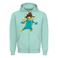 Seafoam Perry The Platypus Zipper Hoodie - InspiraDesign