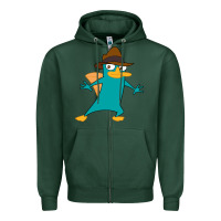 Sports Green Perry The Platypus Zipper Hoodie - InspiraDesign
