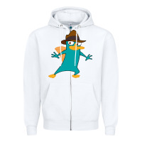 White Perry The Platypus Zipper Hoodie - InspiraDesign