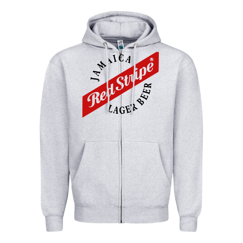 Jamaica Red Stripe Lager Beer Zipper Hoodie by InspiraDesign | Teevron