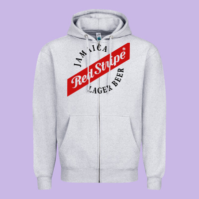 Jamaica Red Stripe Lager Beer Zipper Hoodie Designed By Inspiradesign
