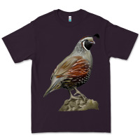 Plum California Quail Bird Premium Tee - RanaPortraitStore