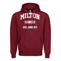Burgundy milton delaware de vintage state athletic style t shirt Zipper Hoodie - InspiraDesign