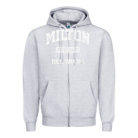 Heather Grey milton delaware de vintage state athletic style t shirt Zipper Hoodie - InspiraDesign