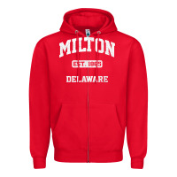Milton Delaware De Vintage State Athletic Style T Shirt Zipper Hoodie | Teevron