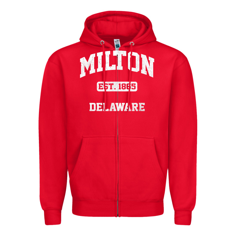 Milton Delaware De Vintage State Athletic Style T Shirt Zipper Hoodie by InspiraDesign | Teevron