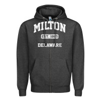 Charcoal Heather milton delaware de vintage state athletic style t shirt Zipper Hoodie - InspiraDesign