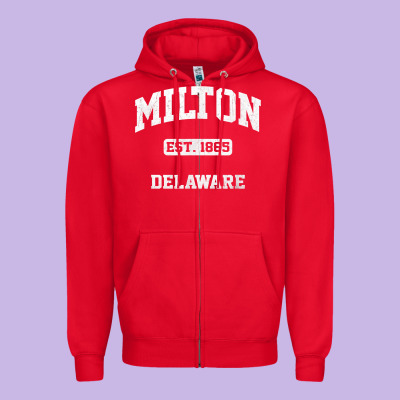 Milton Delaware De Vintage State Athletic Style T Shirt Zipper Hoodie Designed By Inspiradesign