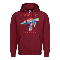 Burgundy Cedar Key Florida Watercolor Sea Turtle Sweatshirt Zipper Hoodie - InspiraDesign