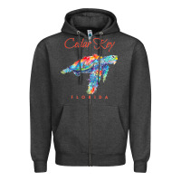 Charcoal Heather Cedar Key Florida Watercolor Sea Turtle Sweatshirt Zipper Hoodie - InspiraDesign