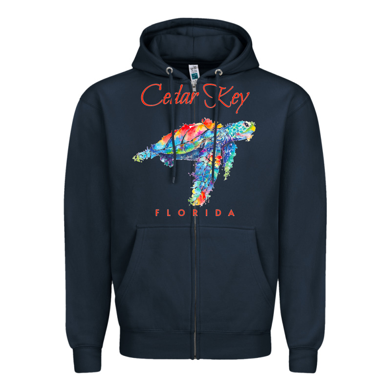 Cedar Key Florida Watercolor Sea Turtle Sweatshirt Zipper Hoodie by InspiraDesign | Teevron
