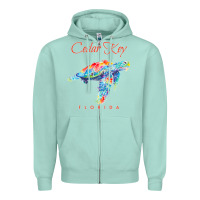 Seafoam Cedar Key Florida Watercolor Sea Turtle Sweatshirt Zipper Hoodie - InspiraDesign
