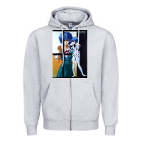 Heather Grey Neon Genesis Evangelion Rei Ayanami Zipper Hoodie - InspiraDesign