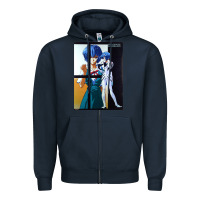 Navy Neon Genesis Evangelion Rei Ayanami Zipper Hoodie - InspiraDesign