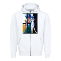 White Neon Genesis Evangelion Rei Ayanami Zipper Hoodie - InspiraDesign